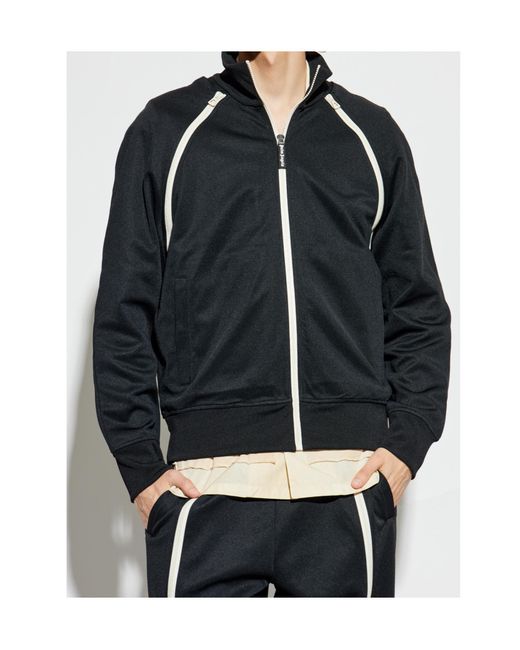 Palm Angels Black Zip Detailed Track Jacket for men