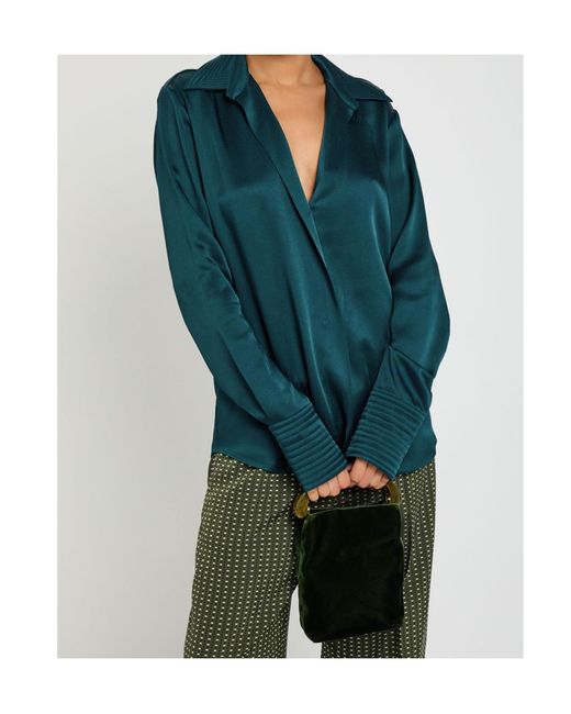 Dries Van Noten Green Celinta Satin Shirt