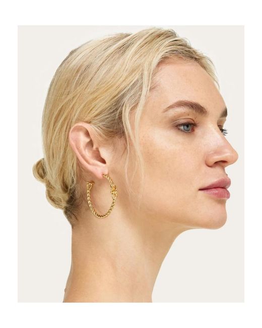 Ferragamo Metallic Ferragamo Twisted Chain Gancini Hoop Earrings