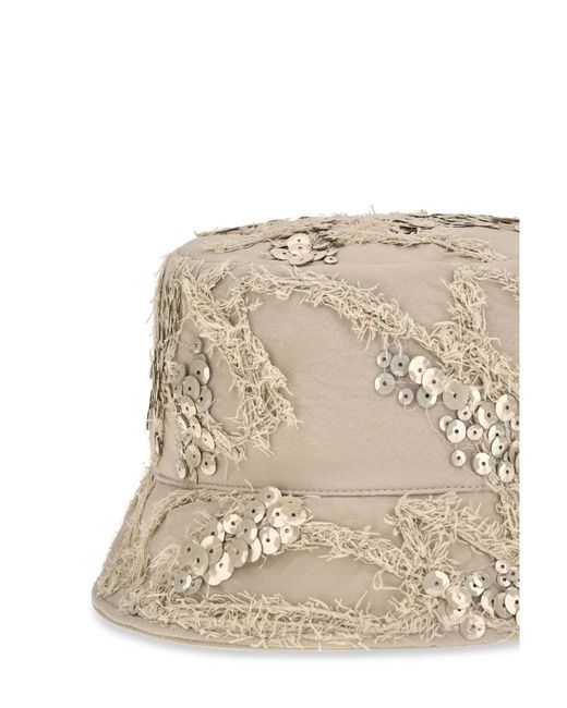 Brunello Cucinelli Natural Sequin Bucket Hat
