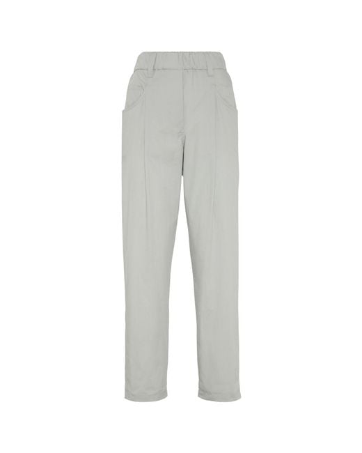 Brunello Cucinelli Gray Straight-Leg Cotton Trousers