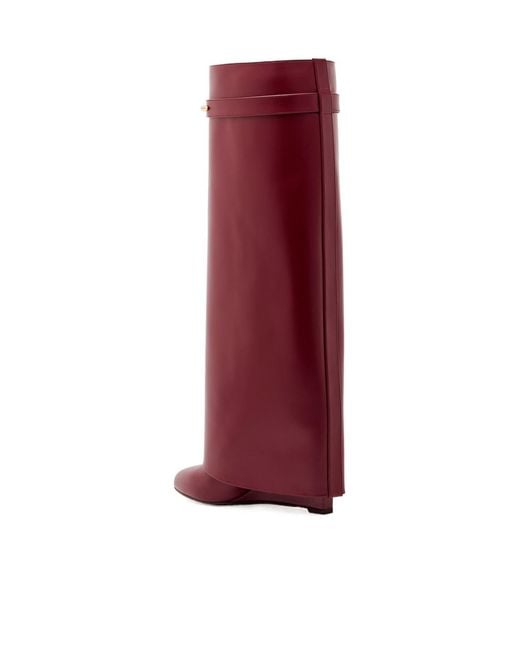 Givenchy Red Leather Knee-High Boots