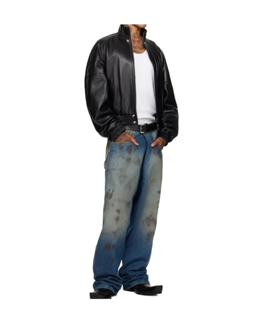Lu'u Dan Black Blouson Leather Jacket for men
