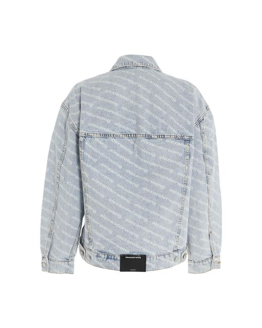 Alexander Wang Blue Allover Logo Printed Denim Jacket
