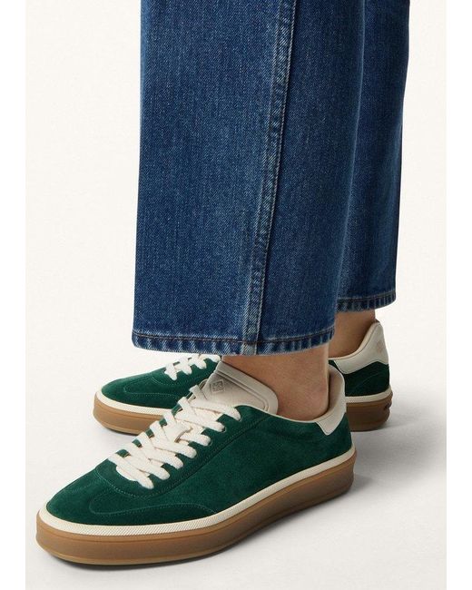 Loro Piana Green Low-Top Lace-Up Sneakers