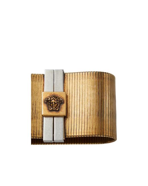 Versace Brown Textured Medusa Cuff Bracelet