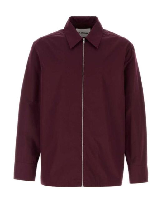 Jil Sander Purple Zip-Front Poplin Shirt for men