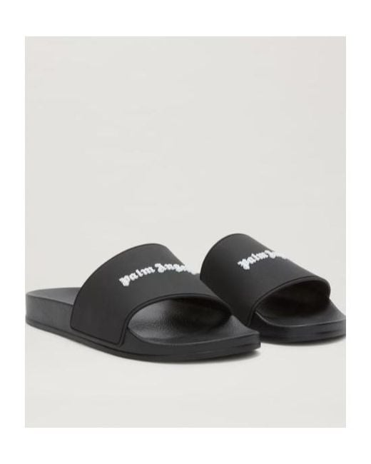 Palm Angels Black Logo Embossed Slippers for men