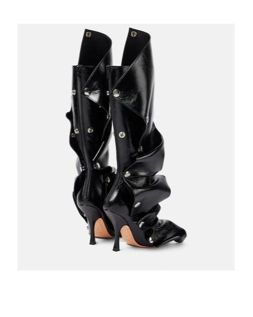Y. Project Black Snap 100 Leather Knee-High Boots