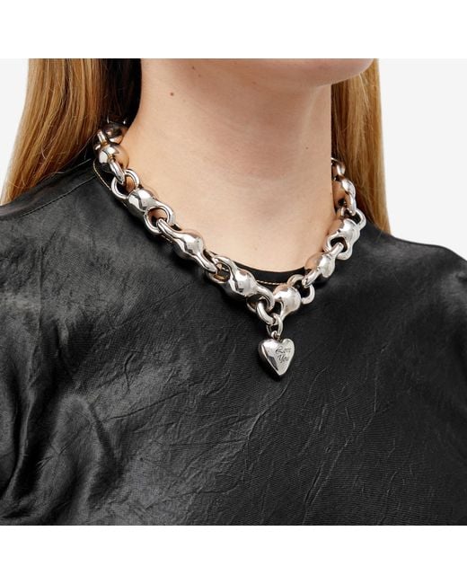 Acne Metallic Heart Choker Necklace for men