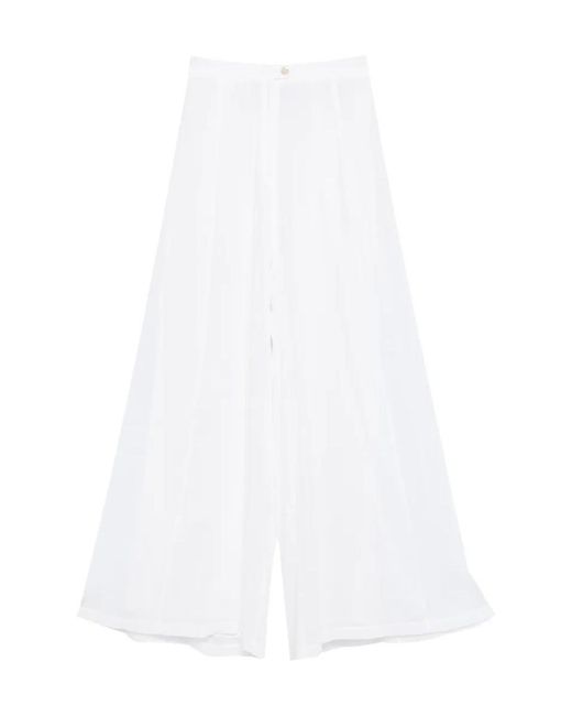 Forte_forte White Button-Fastening Trousers