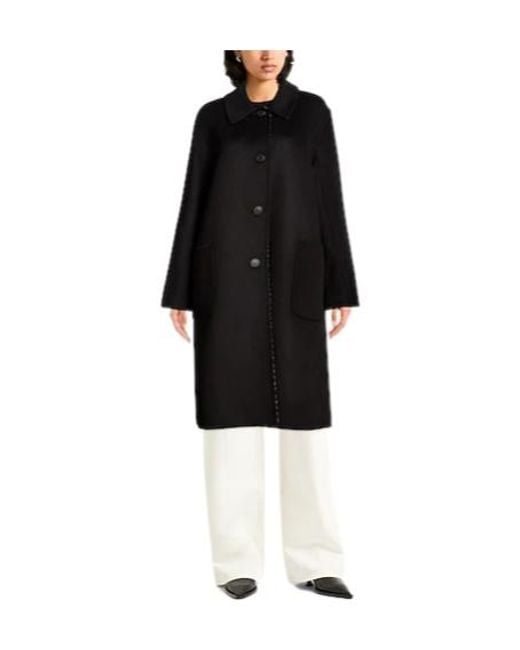 Tory Burch Black Minimalist Singlebreasted Wool Coat
