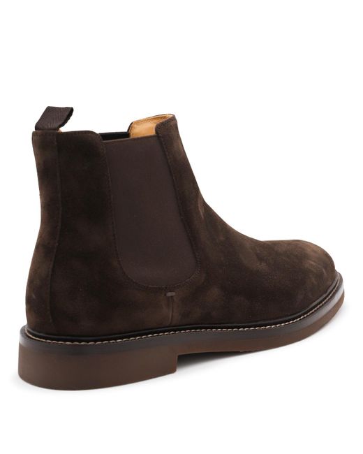 Brunello Cucinelli Brown Suede Chelsea Boots for men