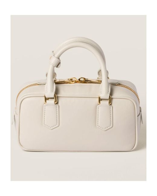 Miu Miu Natural Arcadie Zipped Tote Bag