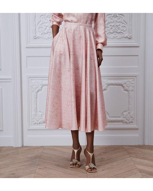 Dior Pink Qixi Festival Midi-Length Flared Skirt