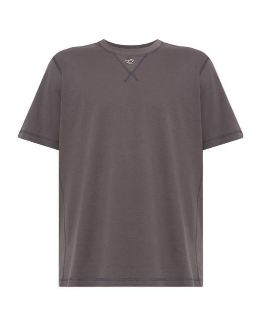 DIESEL Gray Regular T-Shirt With Crew Neck And Oval D for men