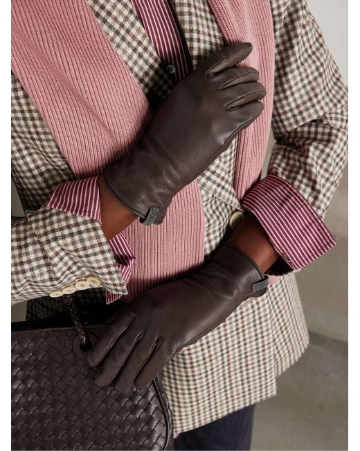 Brunello Cucinelli Brown Leather Gloves