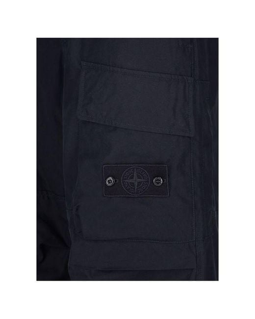 Stone Island Blue Logo-Patch Cargo Pants for men