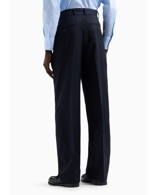 Emporio Armani Blue Tapered-Leg Tailored Trousers for men