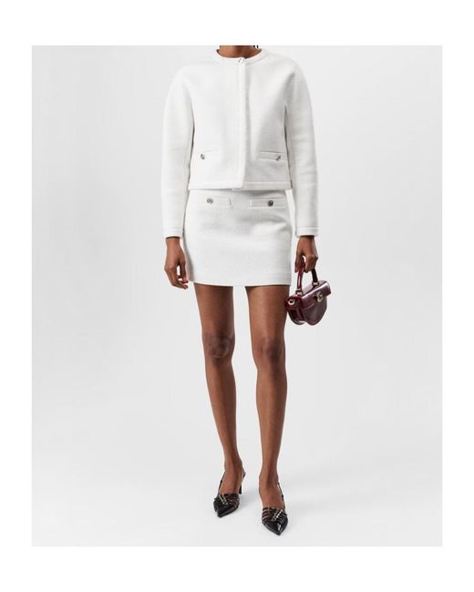 Gucci White Interlocking G Wool Blend Boucle Miniskirt