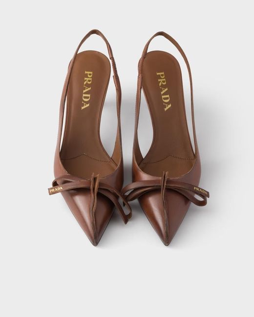 Prada Brown Leather Slingback Pumps