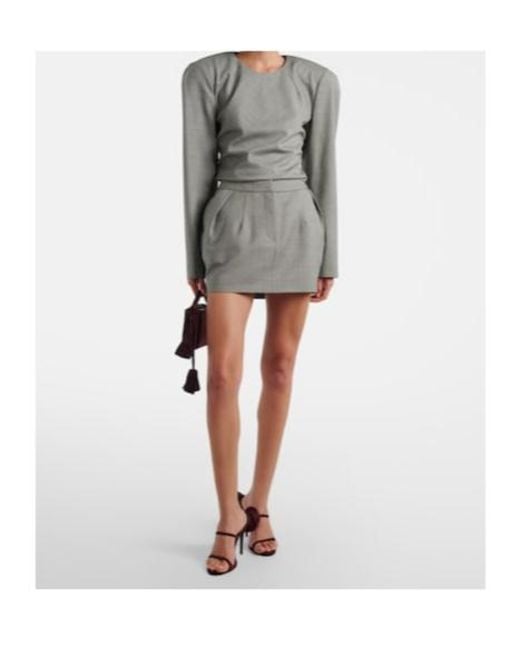Magda Butrym Gray Pleated Wool-Blend Miniskirt