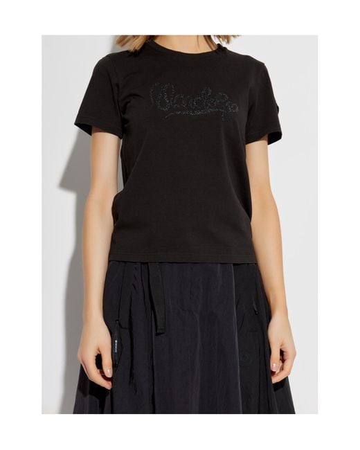 Moncler Black Logo Embroidered Crewneck T-Shirt