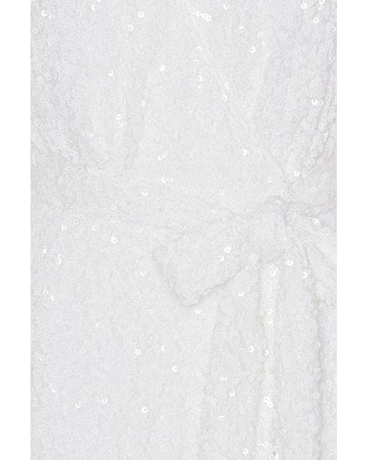 ROTATE BIRGER CHRISTENSEN White Sequined Mini Wrap Dress Dress