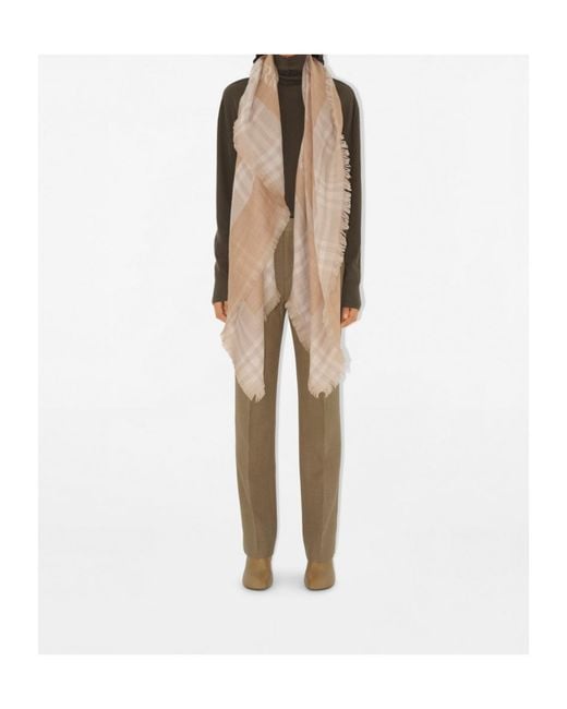 Burberry Natural Checked Frayed-Edeg Scarf for men