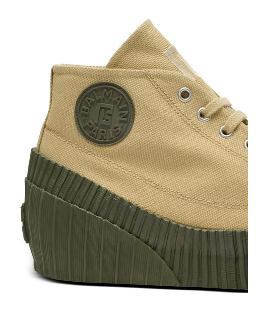 Balmain Green Riff Low Canvas Sneakers for men