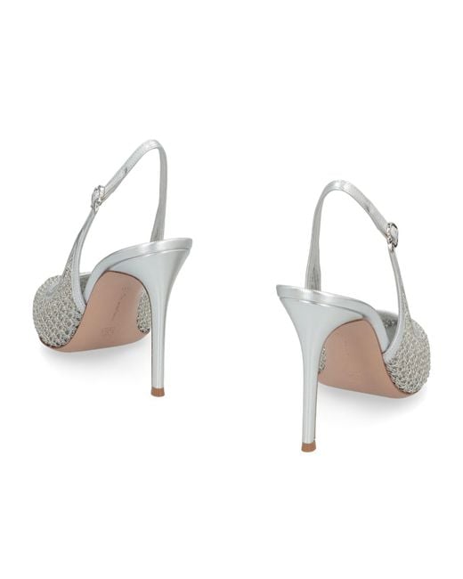 Gianvito Rossi White Nikki Pointed Toe Slingback Pumps