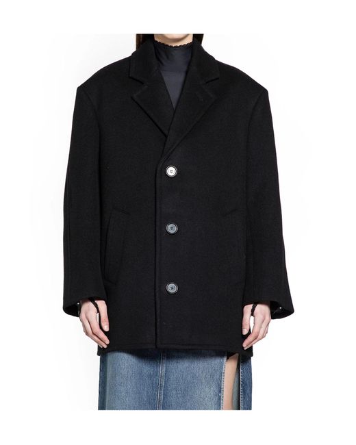 Coperni Black Collarless Long-Sleeve Coat