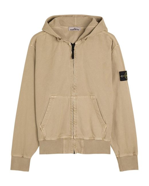 Stone Island Natural Hooded Canvas Work Jacket for men