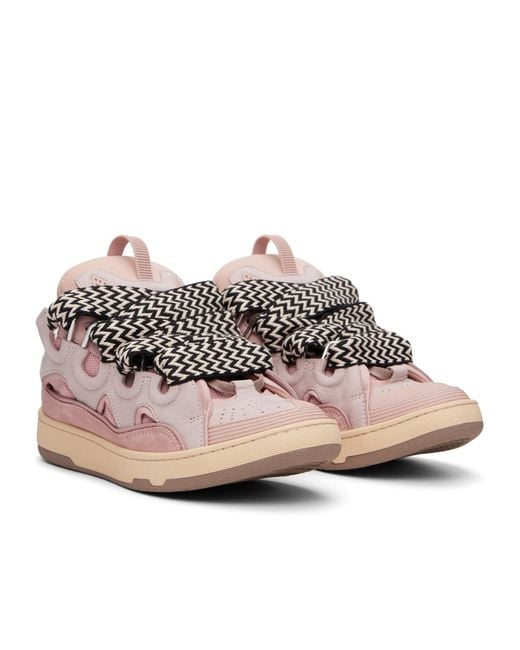 Lanvin Pink Zigzag-Laces Round Toe Sneakers for men