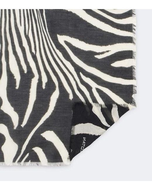 Nili Lotan White Zebra-Print Scarf