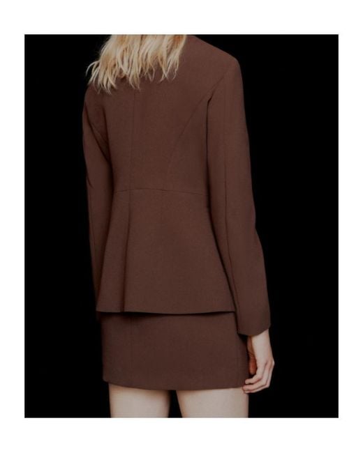 Marella Brown Semi-Fitted Envers Satin Blazer