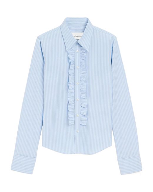 AMI Blue Fitted Cotton Jabot Shirt For