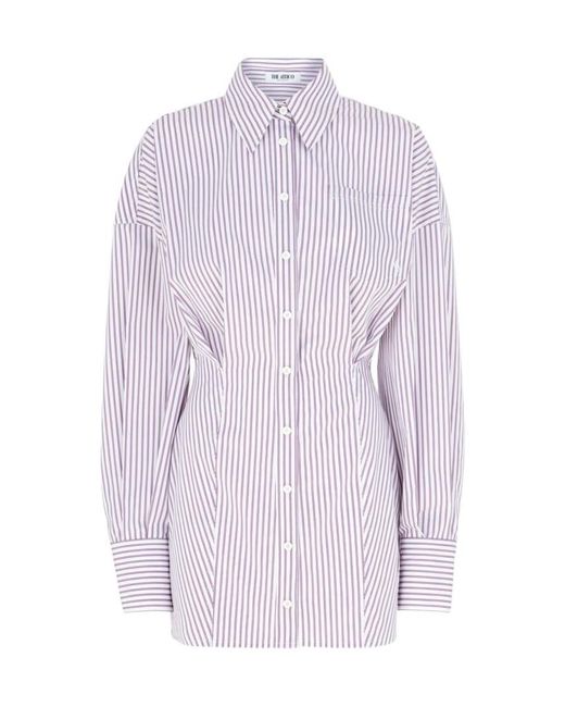 The Attico Purple The Striped Poplin Shirt Dress