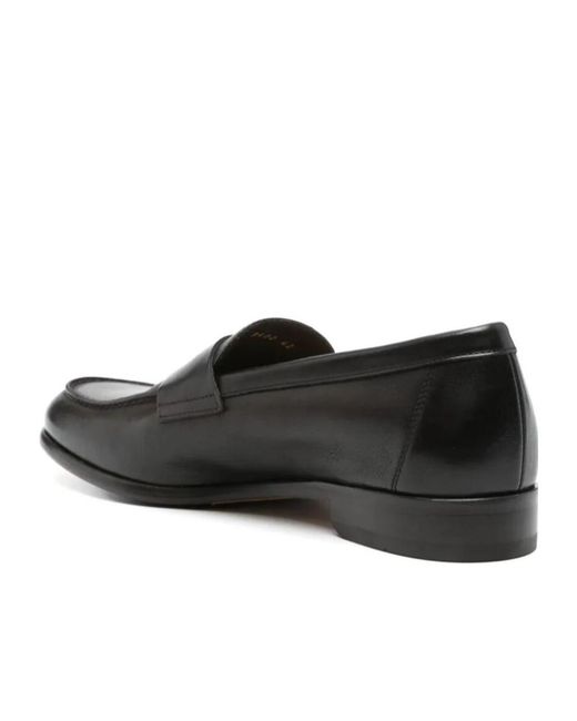 Doucal's Black Round Toe Loafers for men