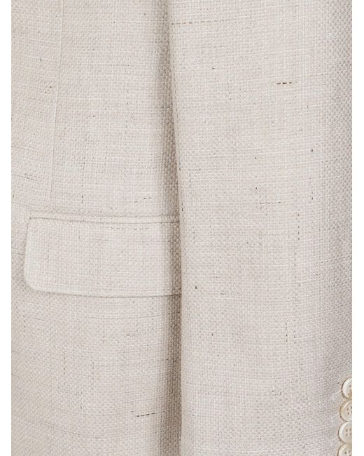 Brunello Cucinelli White Buttoned Flap-Pocket Blazer for men