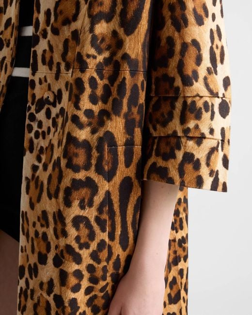 Prada Brown Leopard Print Drill Coat