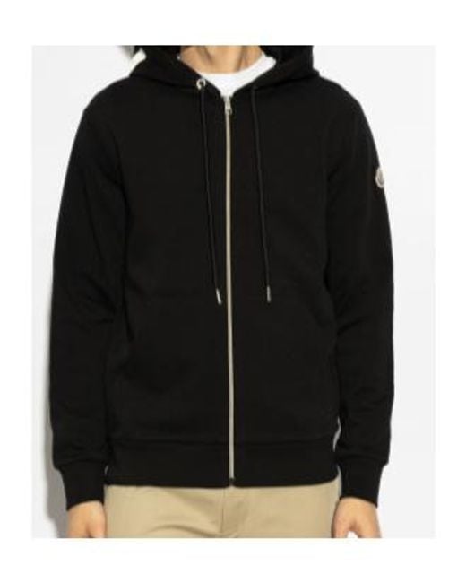 Moncler Black Zip-Up Hooded Cardigan for men
