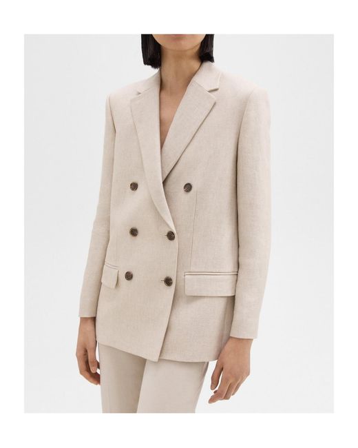 Theory White Double-Breasted Tailored Blazer