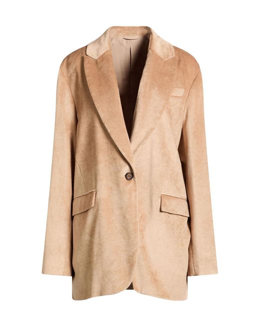 Brunello Cucinelli Natural Single-Breasted Blazer