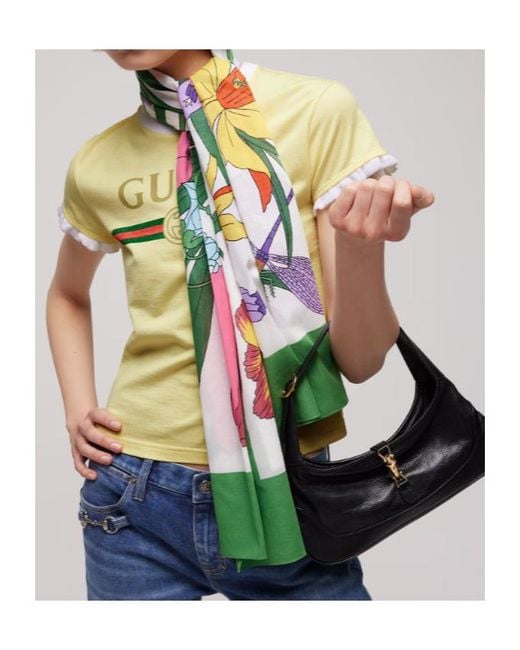 Gucci Green Printed Cotton Muslin Pareo