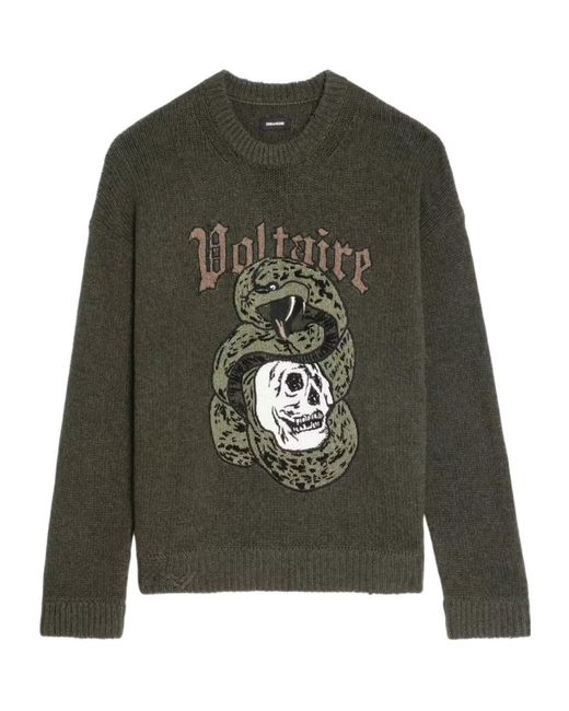 Zadig & Voltaire Green Marko Snake-Motif Sweater for men