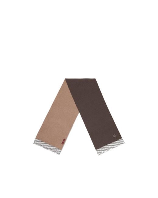 Gucci Brown Logo Patch Fringed Scarf for men