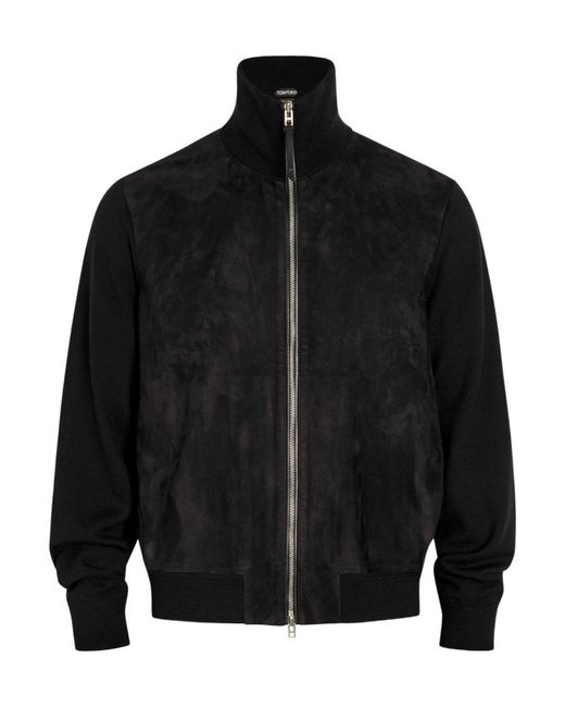 Tom Ford Black Suede And Wool-Blend Jacket for men