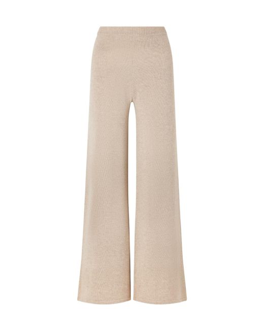 The Elder Statesman Natural Juniper Cashmere Wide-Leg Casual Pants