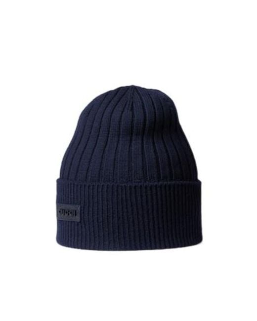 Gucci Blue Logo Patch Ribbed Beanie for men